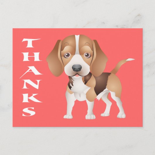Vielen Dank Beagle Welpe Hund Grußkarte Post Card Postkarte (Vorderseite)