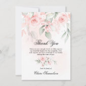 Vielen Dank Beerdigung Beileid Pink Roses Floral Dankeskarte (Vorderseite)