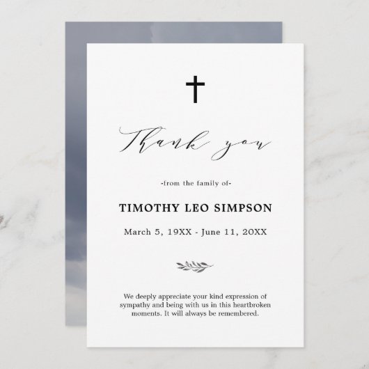 Vielen Dank Beerdigung Bewölkung Beileid Trauerkar Einladung (Vorne/Hinten)