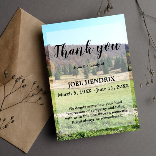 Vielen Dank Beerdigung Wood Beileid Kummerkarte Einladung