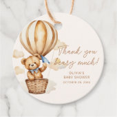 Vielen Dank Beige Hot Air Ballon Teddy Bear Geschenkanhänger (Vorderseite)