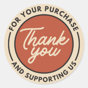 Vielen Dank Beige Red Runder Aufkleber