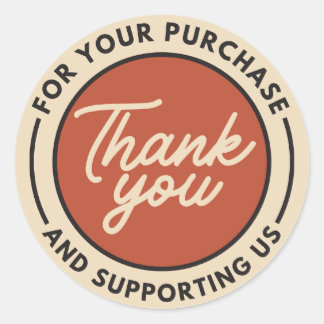 Vielen Dank Beige Red Runder Aufkleber