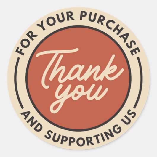 Vielen Dank Beige Red Runder Aufkleber (Vorderseite)