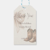 Vielen Dank Beige Stiefel oder Bows Gender Reveve Geschenkanhänger (Rückseite)