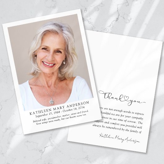 Vielen Dank Beileid Beerdigung Foto-Karte Dankeskarte