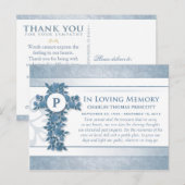 Vielen Dank Beileid Blue Floral Cross Post Card Postkarte (Vorne/Hinten)