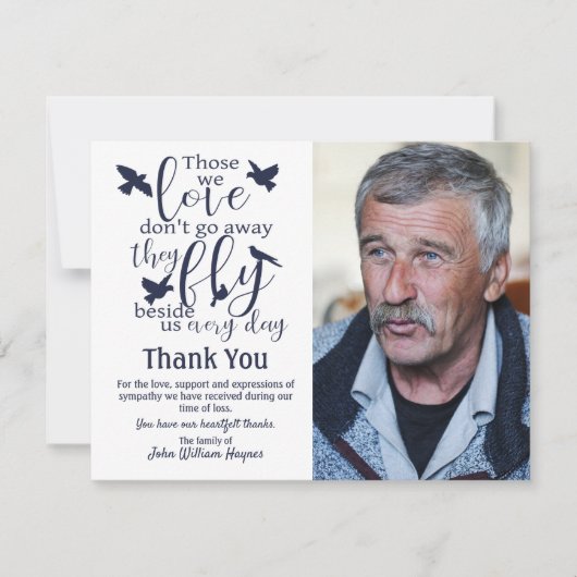 Vielen Dank Beileid, die wir lieben Vogel Dankeskarte (Vorderseite)