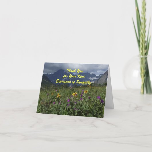 Vielen Dank Beileid Mountain Wildblumen Note Card Dankeskarte (Vorderseite)