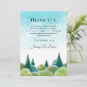 Vielen Dank Beileid Watercolor Woodland Sky Hinwei Dankeskarte (Stehend Vorderseite)