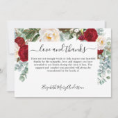 Vielen Dank Bereavement Red White Floral Memorial Dankeskarte (Vorderseite)