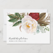 Vielen Dank Bereavement Red White Floral Memorial Dankeskarte (Rückseite)