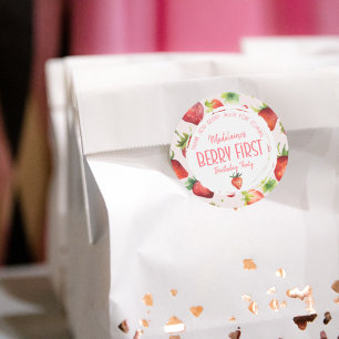 Vielen Dank Berry Much Erdbeere 1. Geburtstag Runder Aufkleber