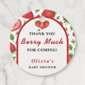 Vielen Dank Berry Much Strawberry Baby Dusche Geschenkanhänger (Rückseite)