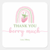 Vielen Dank Berry Much Strawberry Baby Dusche Quadratischer Aufkleber (Vorderseite)
