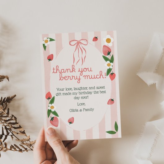 Vielen Dank, Berry Much Strawberry Birthday Card Dankeskarte