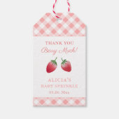Vielen Dank Berry Much Strawberry Gastgeschenk Tag Geschenkanhänger (Vorderseite)