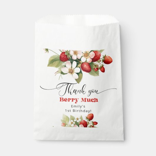 Vielen Dank berry viel Strawberry Geburtstag Geschenktütchen (Vorderseite)