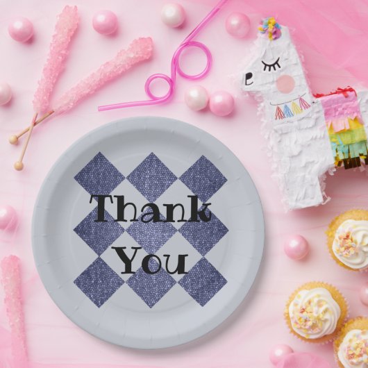 Vielen Dank Beruflich Blue Diamond Pattern Mosaik Pappteller (Party)