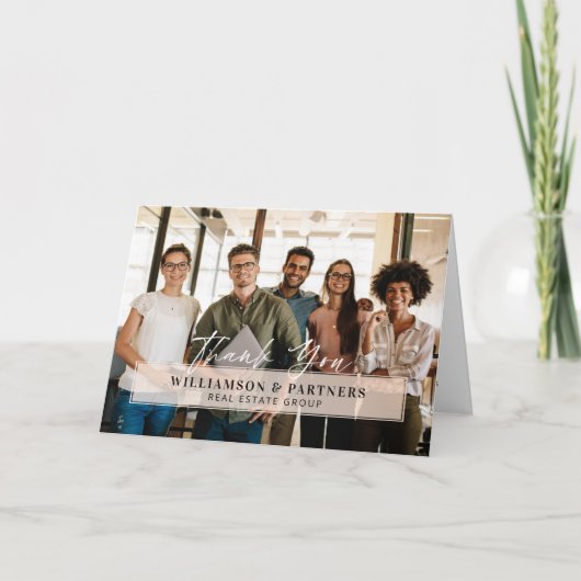 Vielen Dank Berufliches Unternehmen Foto Pink Plaq Dankeskarte (Vorderseite)