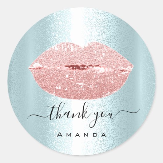 Vielen Dank bestellen Makeup Kiss Lips Glitzer Blu Runder Aufkleber (Vorderseite)