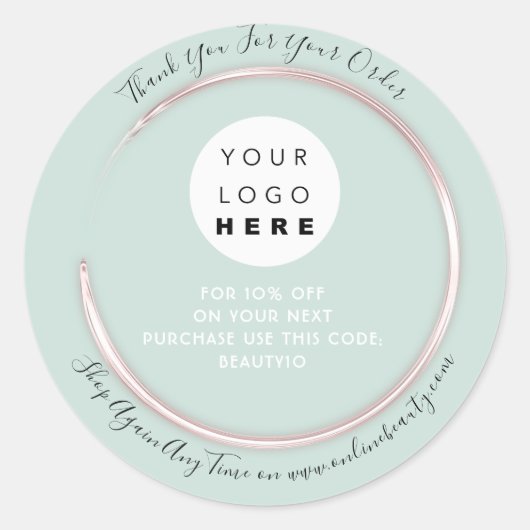 Vielen Dank bestellen Sie Logodiscount-Code-Rose M Runder Aufkleber (Vorderseite)