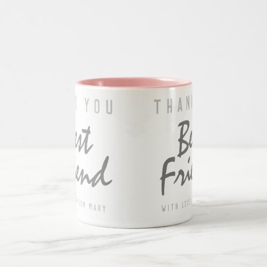 Vielen Dank, bester Freund Zweifarbige Tasse (Mittel)