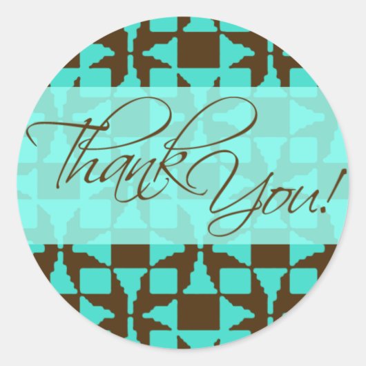 Vielen Dank (Birini: aqua/braun) Runder Aufkleber (Vorderseite)