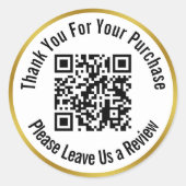 Vielen Dank. Bitte Verlass einen Gold White QR Cod Runder Aufkleber (Vorderseite)