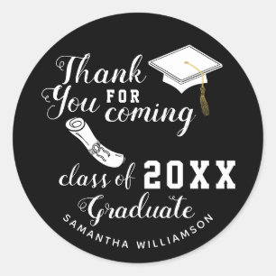 Vielen Dank, Black and White Class of 2025 Graduat Runder Aufkleber