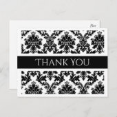 Vielen Dank, Black and White Damask Floral Postcar Postkarte (Vorne/Hinten)