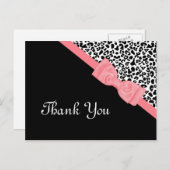 Vielen Dank, Black and White Leopard Pink Ribbon Postkarte (Vorne/Hinten)