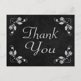 Vielen Dank, Black Chalkboard Floral Post Card Postkarte