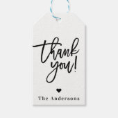 Vielen Dank Black Chic Modern Script Gastgeschenk  Geschenkanhänger (Vorderseite)