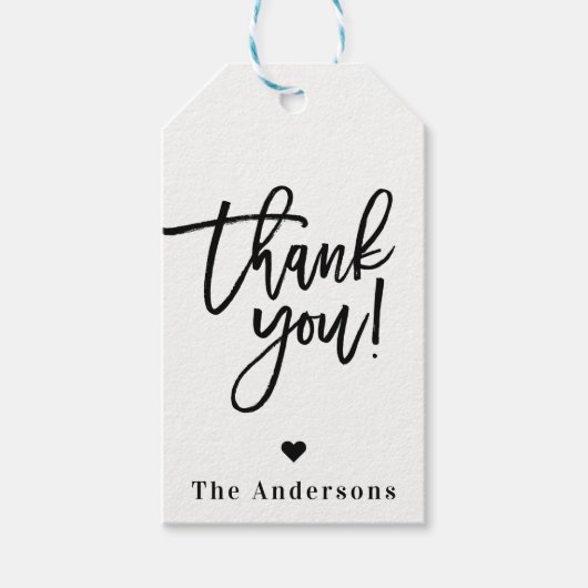 Vielen Dank Black Chic Modern Script Gastgeschenk Geschenkanhänger (Vorderseite)