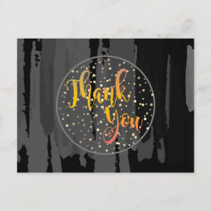 Vielen Dank Black Gold Glitzer Circle Abstrakt Postkarte