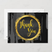 Vielen Dank Black Gold Glitzer Circle Abstrakt Postkarte (Vorne/Hinten)