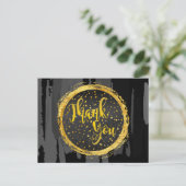 Vielen Dank Black Gold Glitzer Circle Abstrakt Postkarte (Stehend Vorderseite)