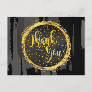 Vielen Dank Black Gold Glitzer Circle Abstrakt Postkarte