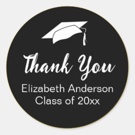 Vielen Dank Black Gold White Class of 2025 Graduat Runder Aufkleber