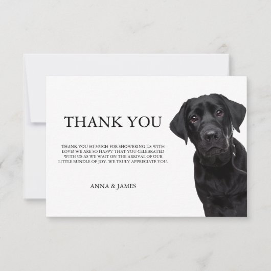 Vielen Dank, Black Labrador Baby Shower Cards Dankeskarte (Vorderseite)