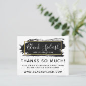 Vielen Dank Black Paint Stroke & Gold 4-Foto Postkarte (Stehend Vorderseite)