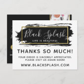 Vielen Dank Black Paint Stroke & Gold 4-Foto Postkarte (Vorne/Hinten)