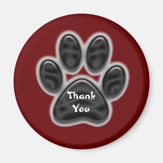 Vielen Dank Black Paw Print Animal Lover Danke Magnet (Vorne)