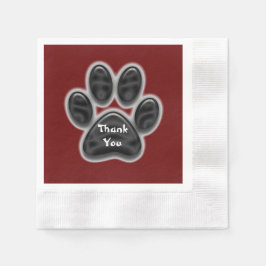 Vielen Dank Black Paw Print Dog Lover Wertschätzun Serviette