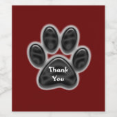 Vielen Dank Black Paw Print Dog Lover Wertschätzun Weinetikett (Einzelnes Label)