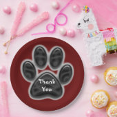 Vielen Dank Black Print Animal Lover Dog Paw Pappteller (Party)
