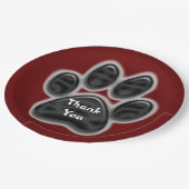 Vielen Dank Black Print Animal Lover Dog Paw Pappteller (Schrägansicht)