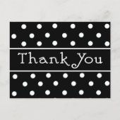 Vielen Dank, Black & White Polka Dot Pattern Postc Postkarte (Vorderseite)