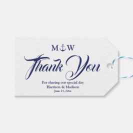 Vielen Dank, blau blauen nautischen Anker Hochzeit Geschenkanhänger